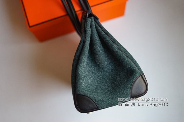 Hermes手提女包 愛馬仕Birkin鉑金拼色女包 Swift與粗昵面料  tdh2076